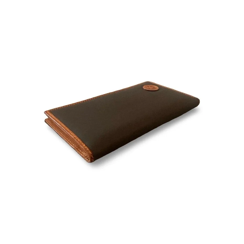 Hunting World ElephanGreen/Tan Wallet Vachetta Leather Nylon Good Vintage Patina